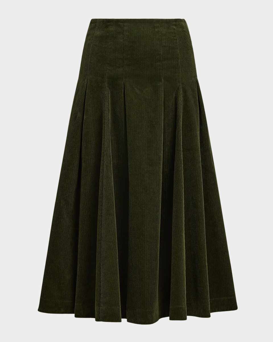 Pleated Corduroy Skirt